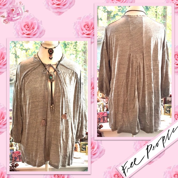 Free People We The Free Just A Henley in Grey Heather - Picture 10 of 11